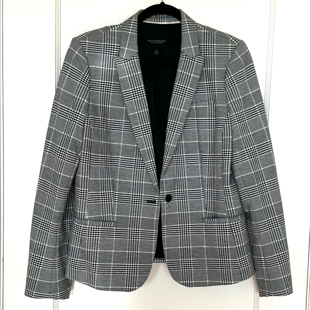 Banana Republic Black and White Check/ Plaid Blazer